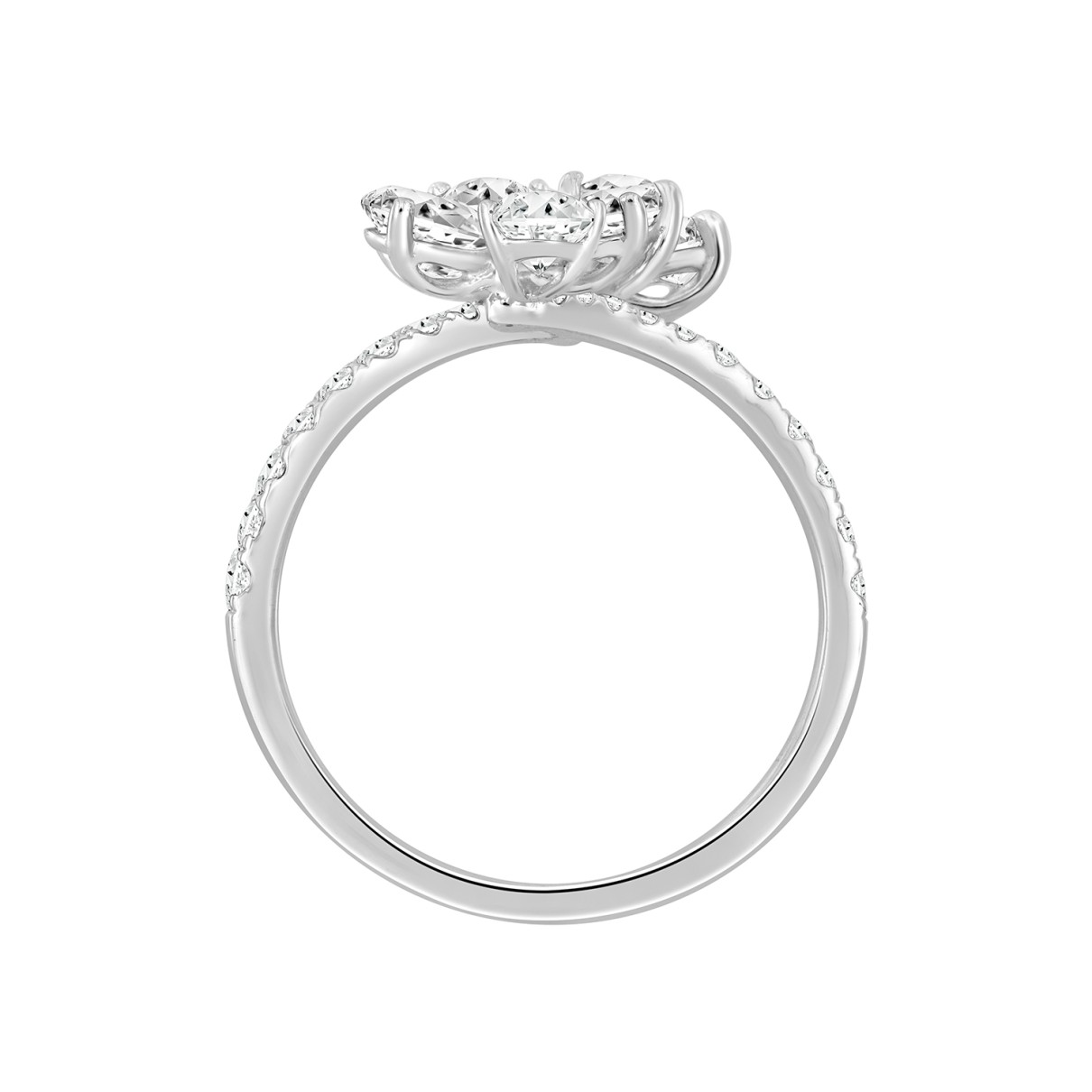 LADIES RING 1 3/4CT ROUND/PEAR DIAMOND 14K WHITE GOLD