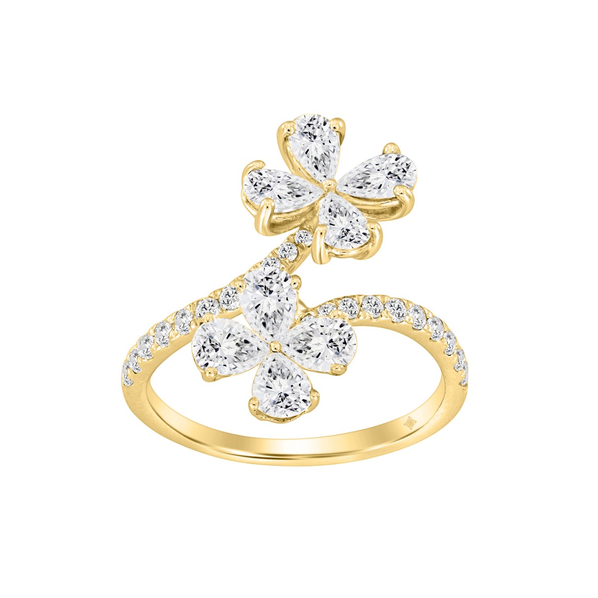 LADIES RING 1 3/4CT ROUND/PEAR DIAMOND 14K YELLOW ...