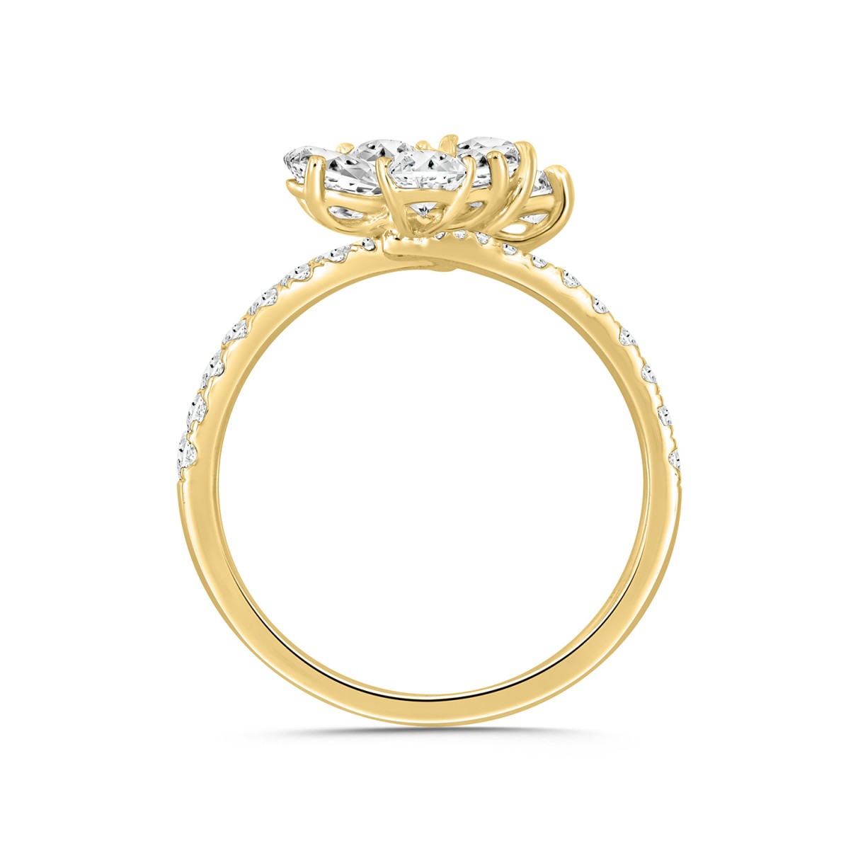 LADIES RING 1 3/4CT ROUND/PEAR DIAMOND 14K YELLOW GOLD