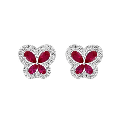 14K WHITE GOLD 1 1/2CT ROUND/PEAR DIAMOND LADIES EARRINGS