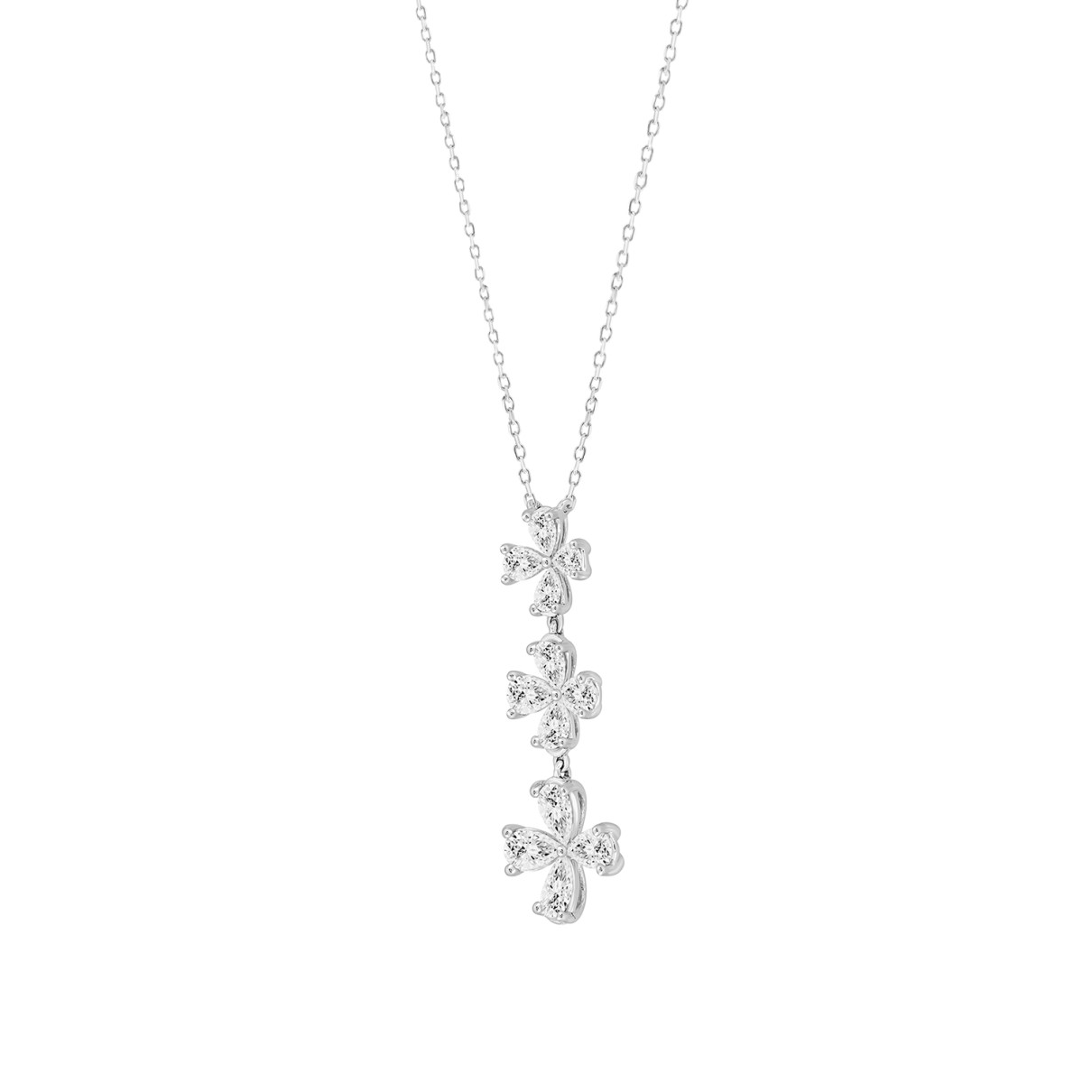 LADIES NECKLACE 2CT PEAR DIAMOND 14K WHITE GOLD