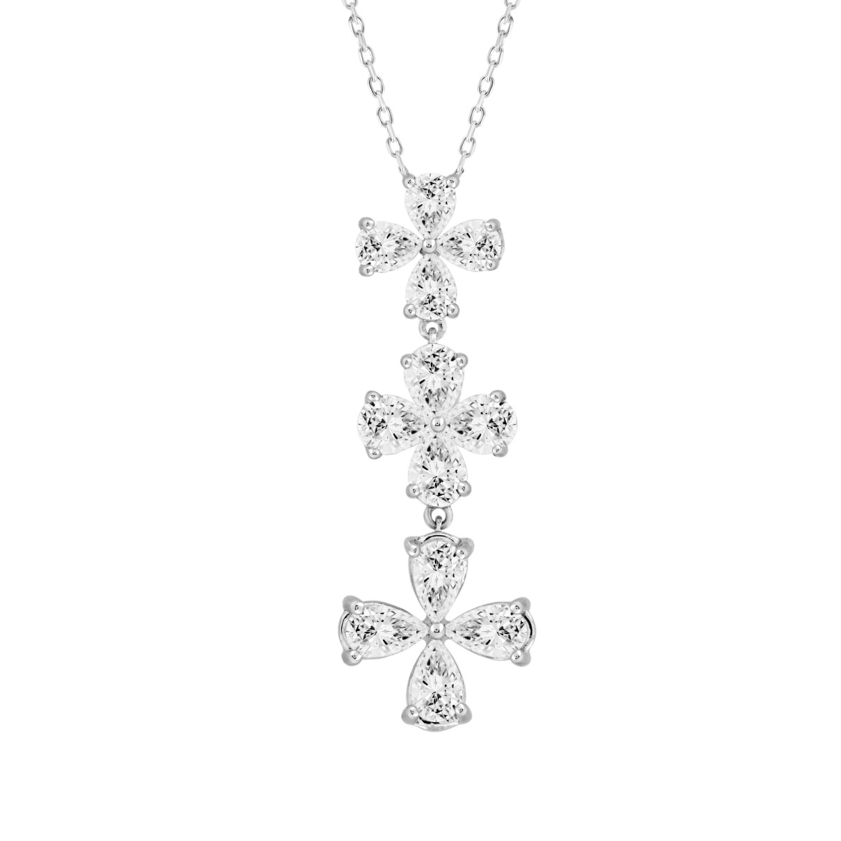 LADIES NECKLACE 2CT PEAR DIAMOND 14K WHITE GOLD