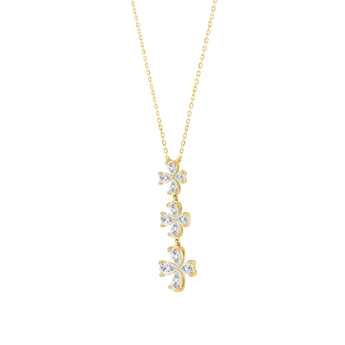 LADIES NECKLACE 2CT PEAR DIAMOND 14K YELLOW GOLD