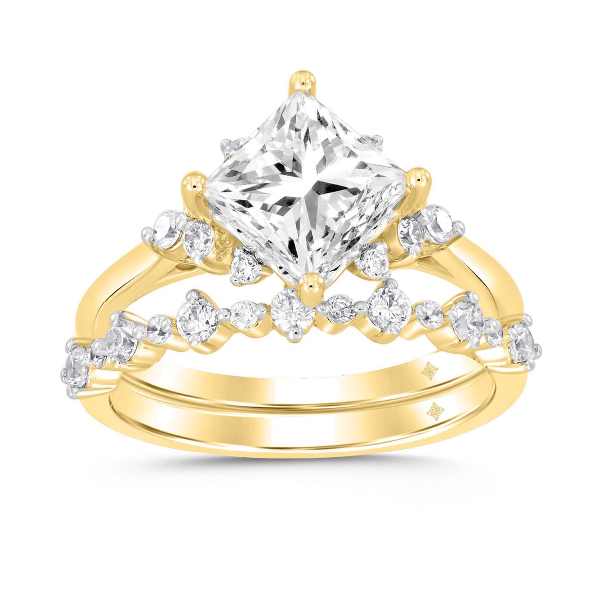 LADIES BRIDAL SET 2 1/2CT ROUND DIAMOND 14K YELLOW...