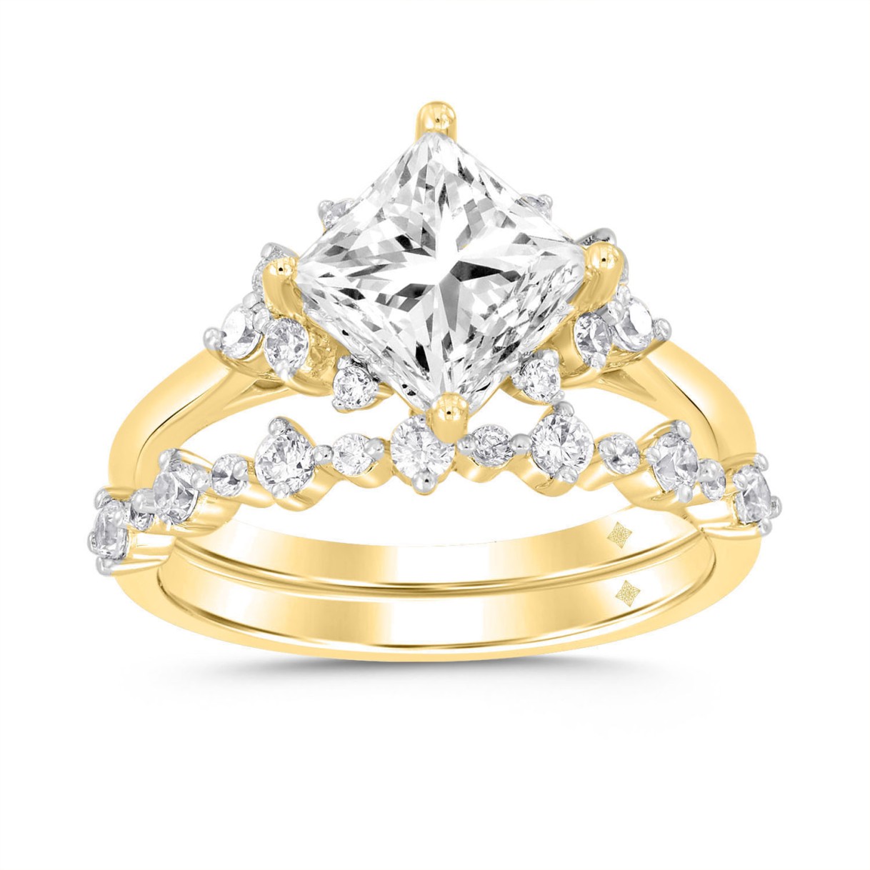 LADIES BRIDAL SET 2 1/2CT ROUND DIAMOND 14K YELLOW...