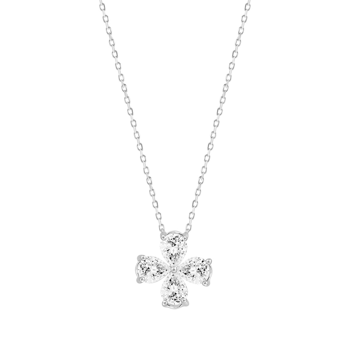 LADIES NECKLACE 1CT PEAR DIAMOND 14K WHITE GOLD...