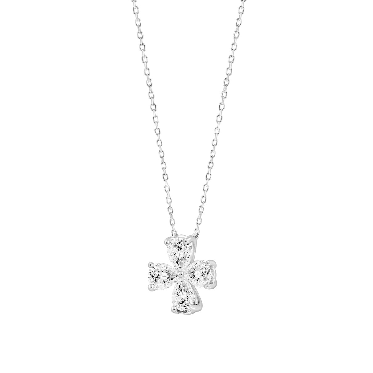 LADIES NECKLACE 1CT PEAR DIAMOND 14K WHITE GOLD