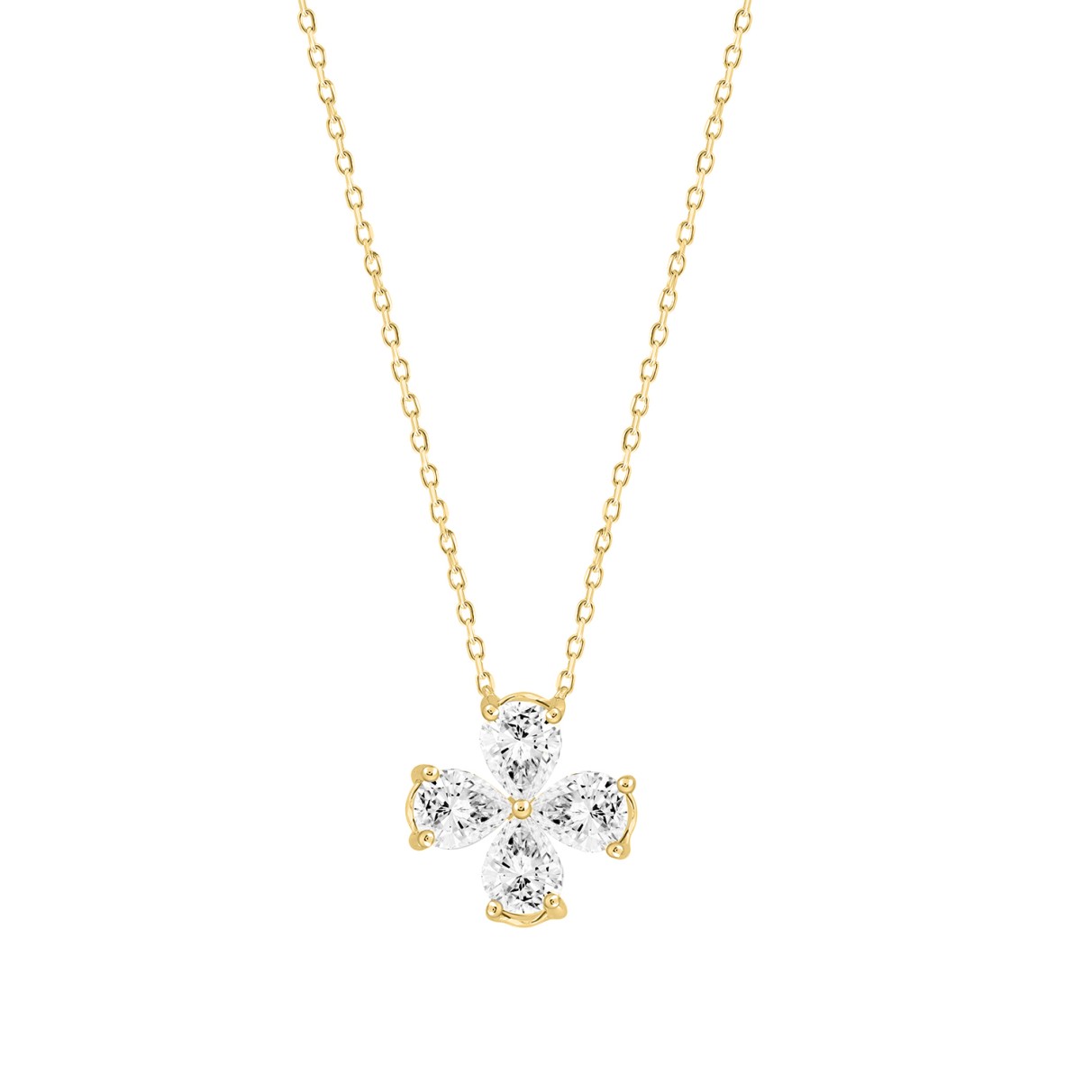 LADIES NECKLACE 1CT PEAR DIAMOND 14K YELLOW GOLD...