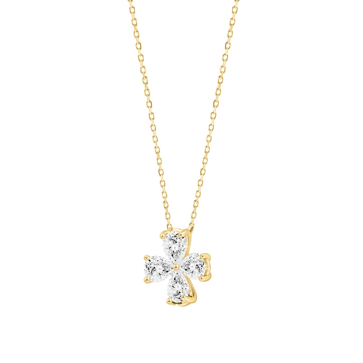 LADIES NECKLACE 1CT PEAR DIAMOND 14K YELLOW GOLD