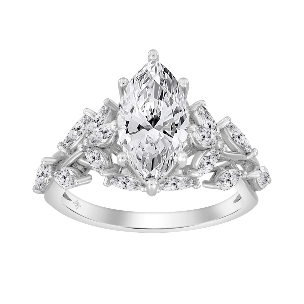 14K WHITE GOLD 3 5/8CT MARQUISE DIAMOND LADIES RIN...