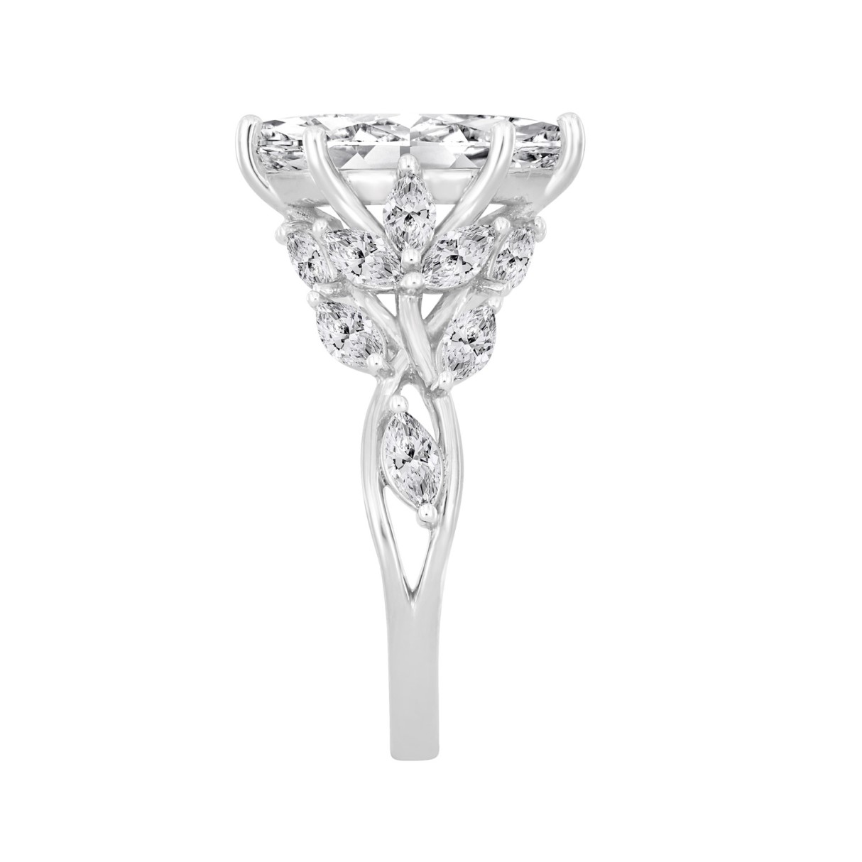 14K WHITE GOLD 3 5/8CT MARQUISE DIAMOND LADIES RING (CENTER STONE MARQUISE DIAMOND 2.00CT)