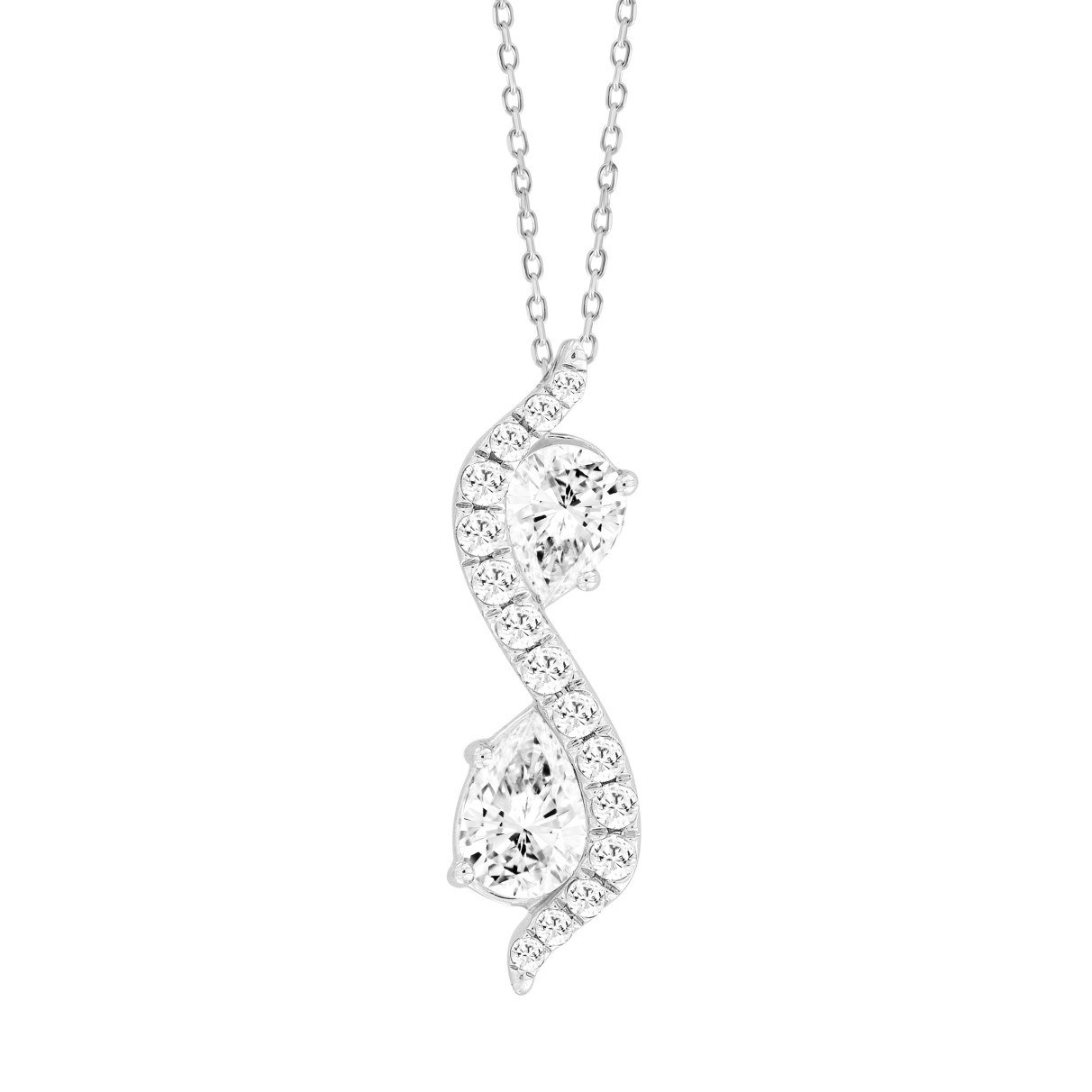 LADIES PENDANT 1CT ROUND/PEAR DIAMOND 14K WHITE GOLD