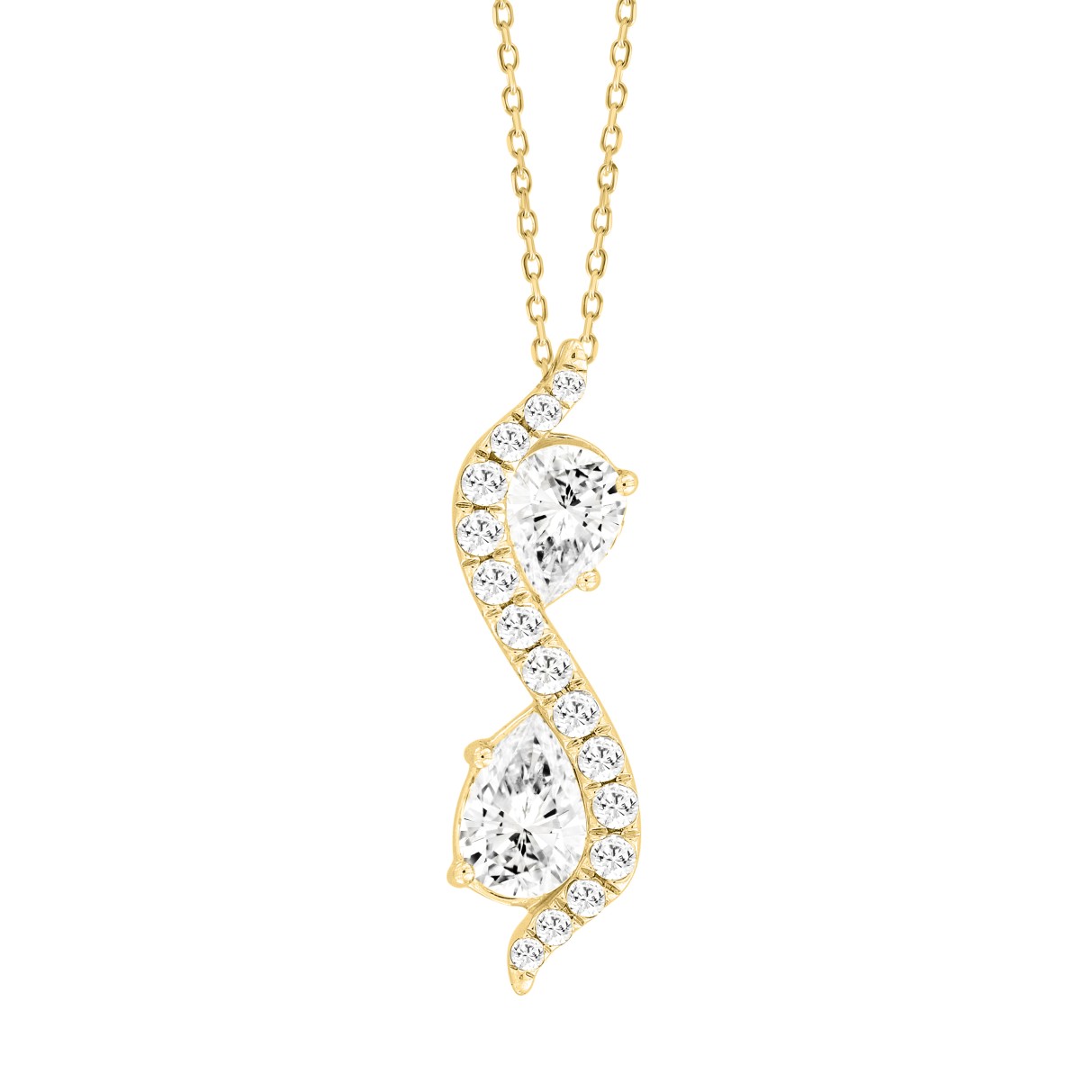 LADIES PENDANT 1CT ROUND/PEAR DIAMOND 14K YELLOW GOLD