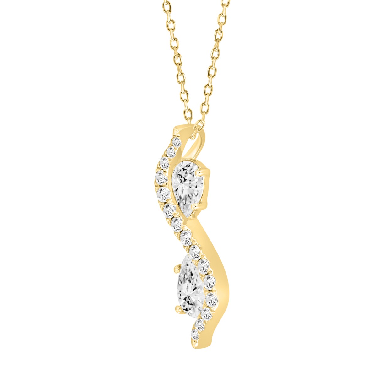 LADIES PENDANT 1CT ROUND/PEAR DIAMOND 14K YELLOW GOLD