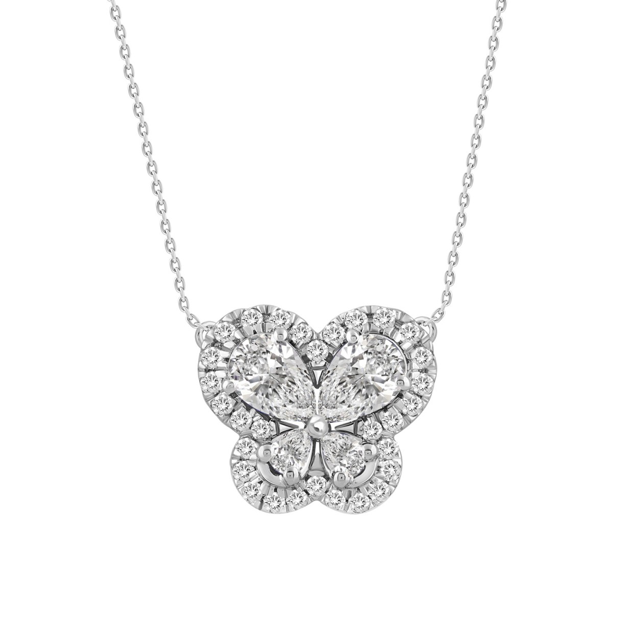 14K WHITE GOLD 1.00CT ROUND/PEAR DIAMOND LADIES PE...