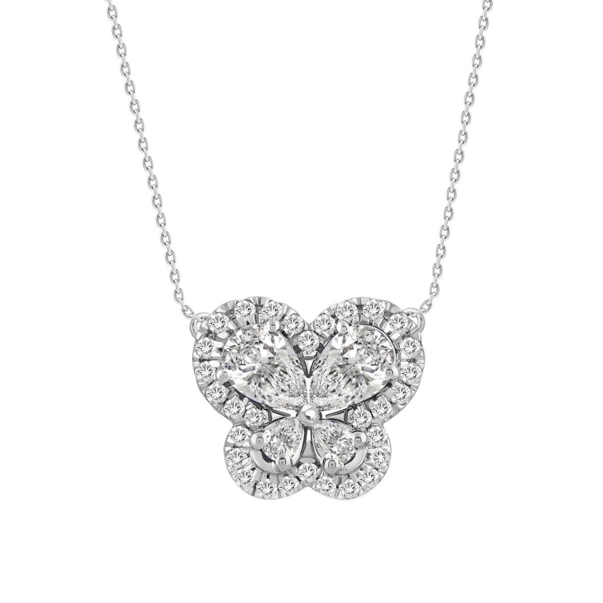 14K WHITE GOLD 1.00CT ROUND/PEAR DIAMOND LADIES PE...