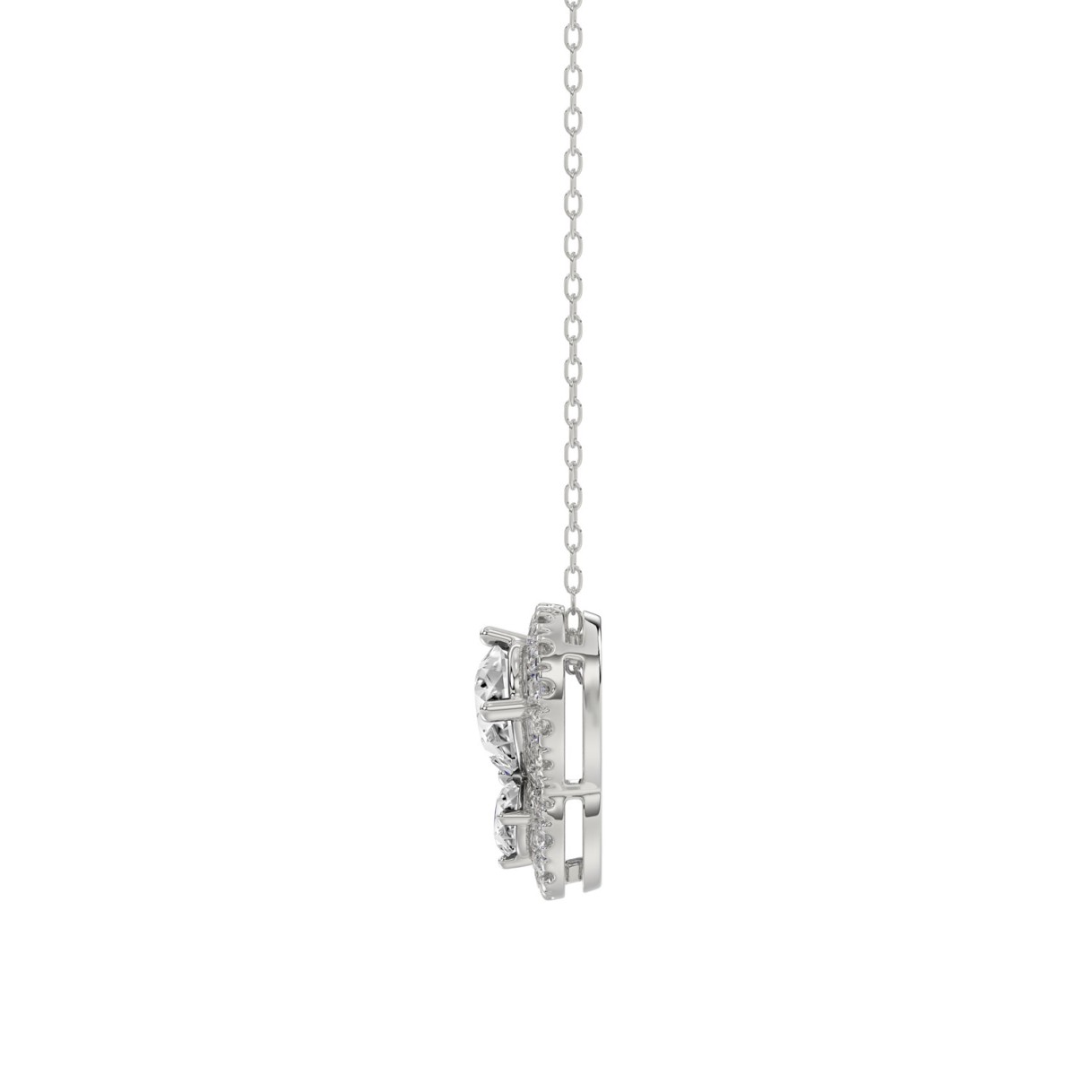 14K WHITE GOLD 1.00CT ROUND/PEAR DIAMOND LADIES PENDANT