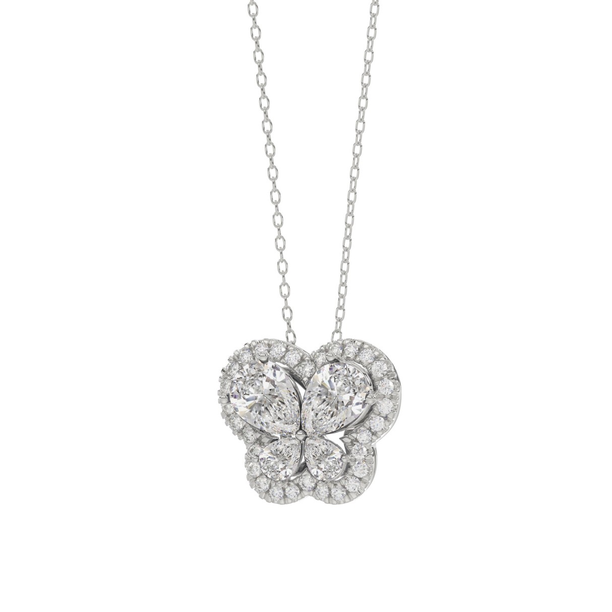 14K WHITE GOLD 1.00CT ROUND/PEAR DIAMOND LADIES PENDANT