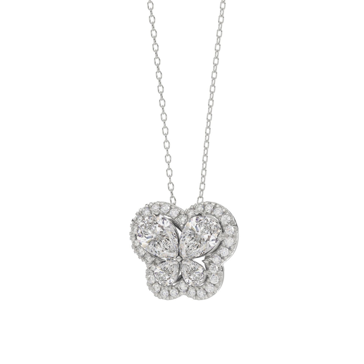 14K WHITE GOLD 1.00CT ROUND/PEAR DIAMOND LADIES PENDANT