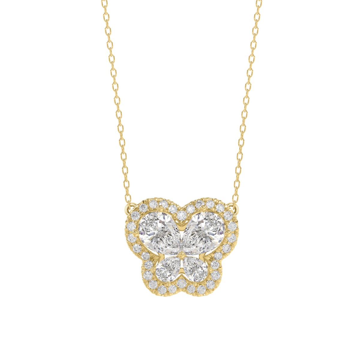 Elegant 14K Yellow Gold Butterfly Necklace Featuri...