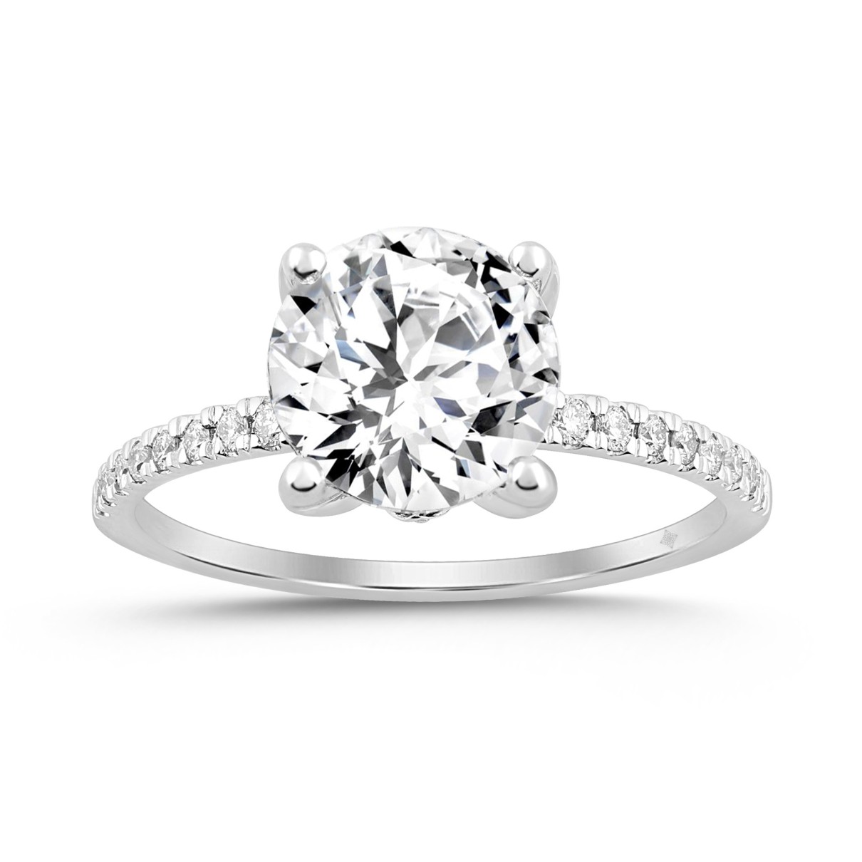 LADIES RING 2 1/4CT ROUND DIAMOND 14K WHITE GOLD (CENTER STONE ROUND DIAMOND 2CT )