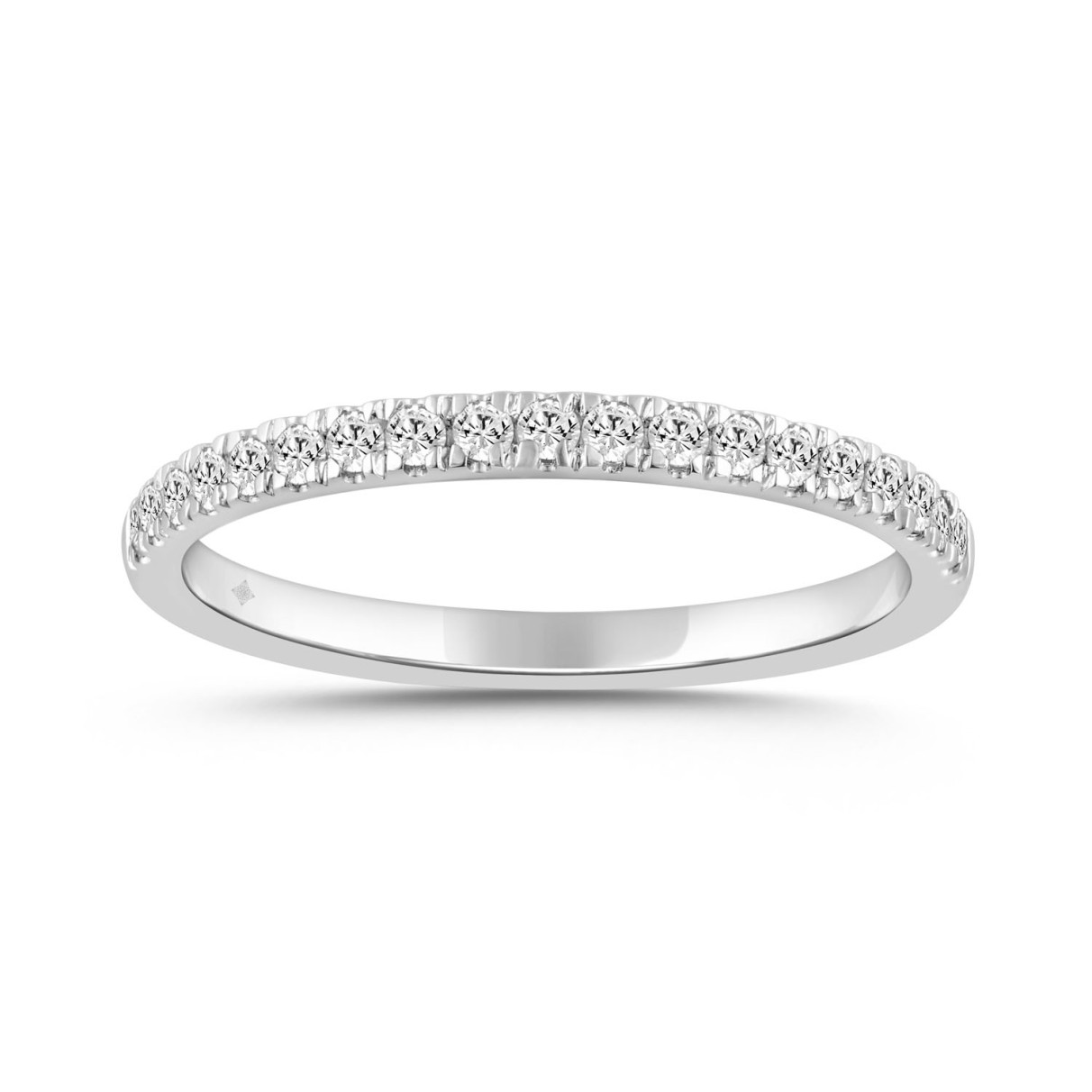 LADIES BAND 1/4CT ROUND DIAMOND 14K WHITE GOLD ...