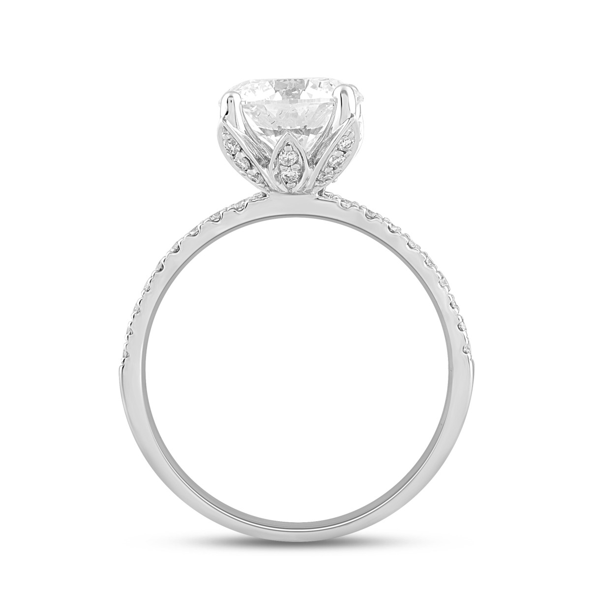 LADIES RING 2 1/4CT ROUND DIAMOND 14K WHITE GOLD (CENTER STONE ROUND DIAMOND 2CT )