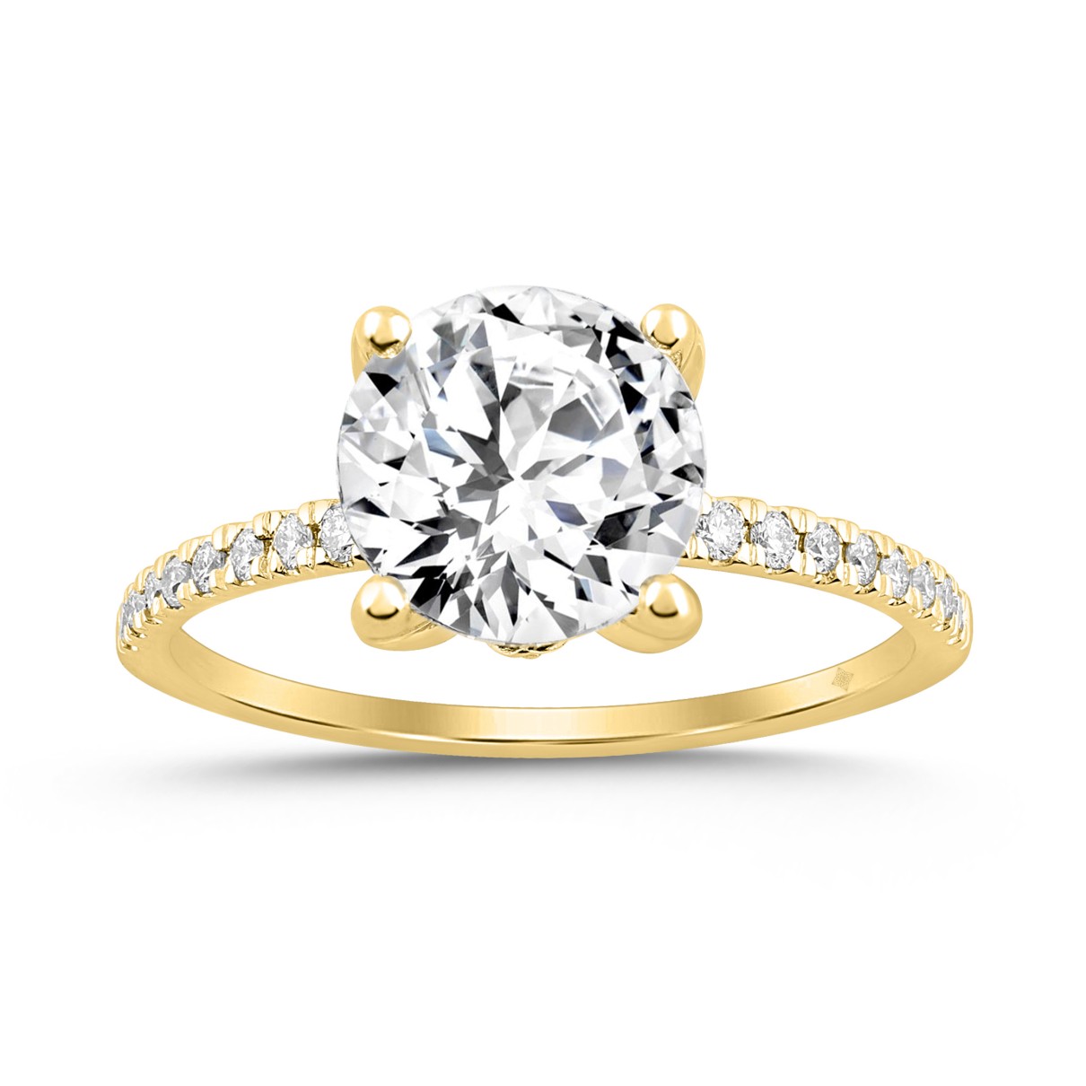 LADIES RING 2 1/4CT ROUND DIAMOND 14K YELLOW GOLD ...