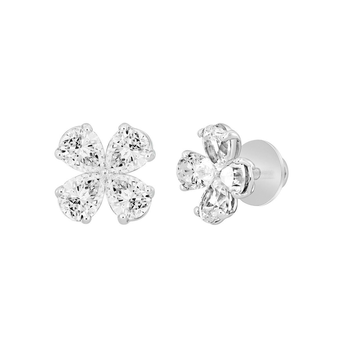 LADIES EARRINGS 1 1/3CT PEAR DIAMOND 14K WHITE GOLD