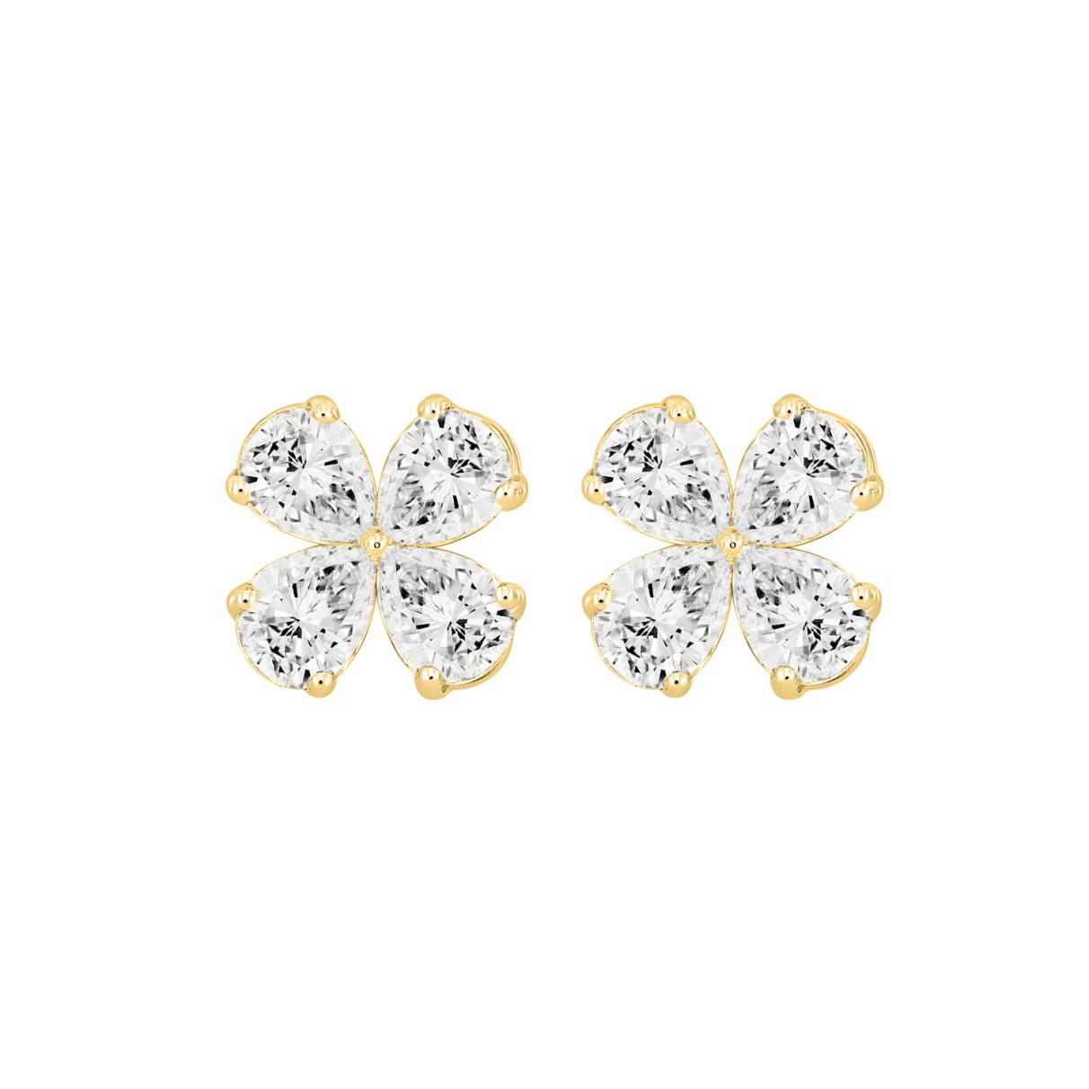 LADIES EARRINGS 1 1/3CT PEAR DIAMOND 14K YELLOW GO...