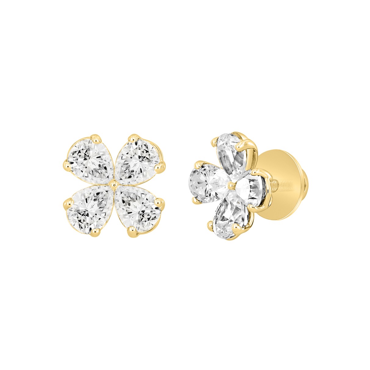 LADIES EARRINGS 1 1/3CT PEAR DIAMOND 14K YELLOW GOLD