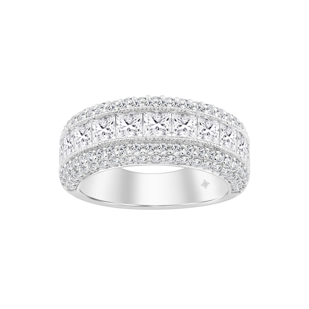 LADIES RING 3CT ROUND/PRINCESS DIAMOND 14K WHITE GOLD