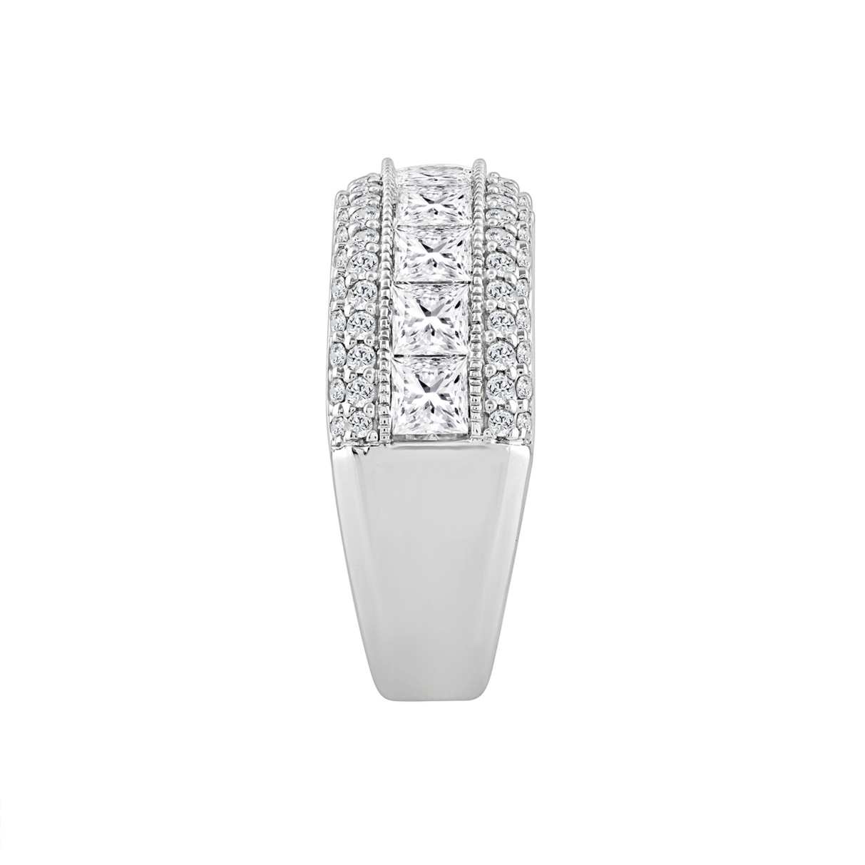 LADIES RING 3CT ROUND/PRINCESS DIAMOND 14K WHITE GOLD