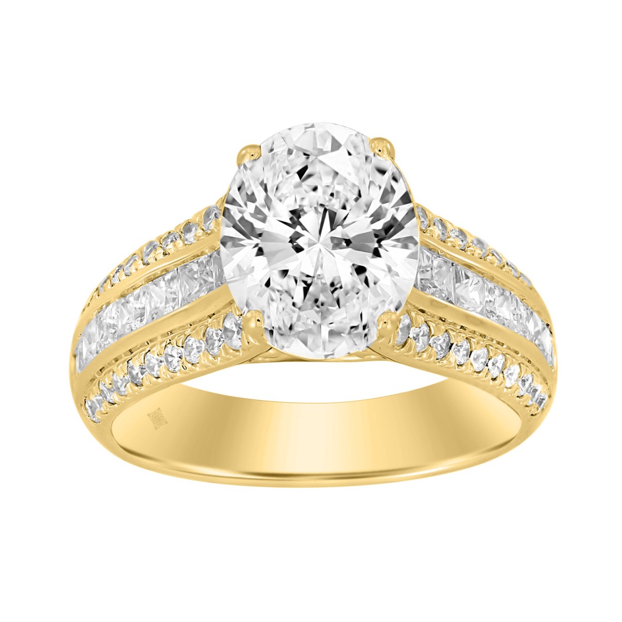 14K YELLOW GOLD 3 1/2CT ROUND/PRINCESS DIAMOND LAD...