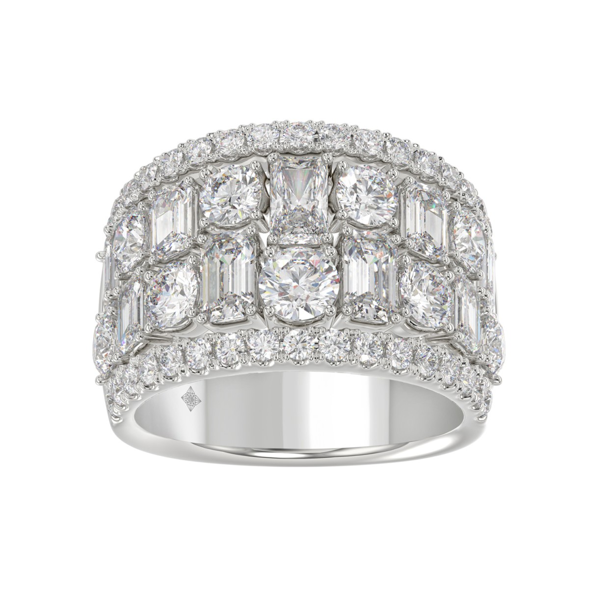 14K WHITE GOLD 5.00CT ROUND/EMERALD DIAMOND LADIES...