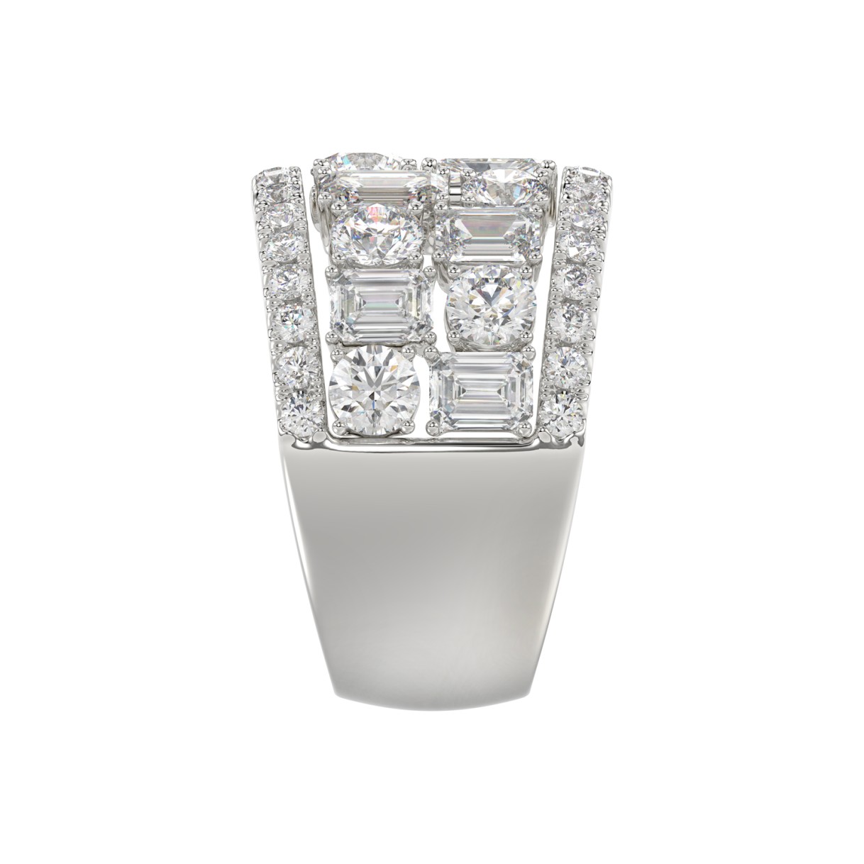 14K WHITE GOLD 5.00CT ROUND/EMERALD DIAMOND LADIES BAND