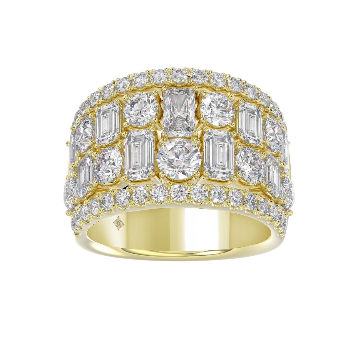 14K YELLOW GOLD 5.00CT ROUND/EMERALD DIAMOND LADIE...