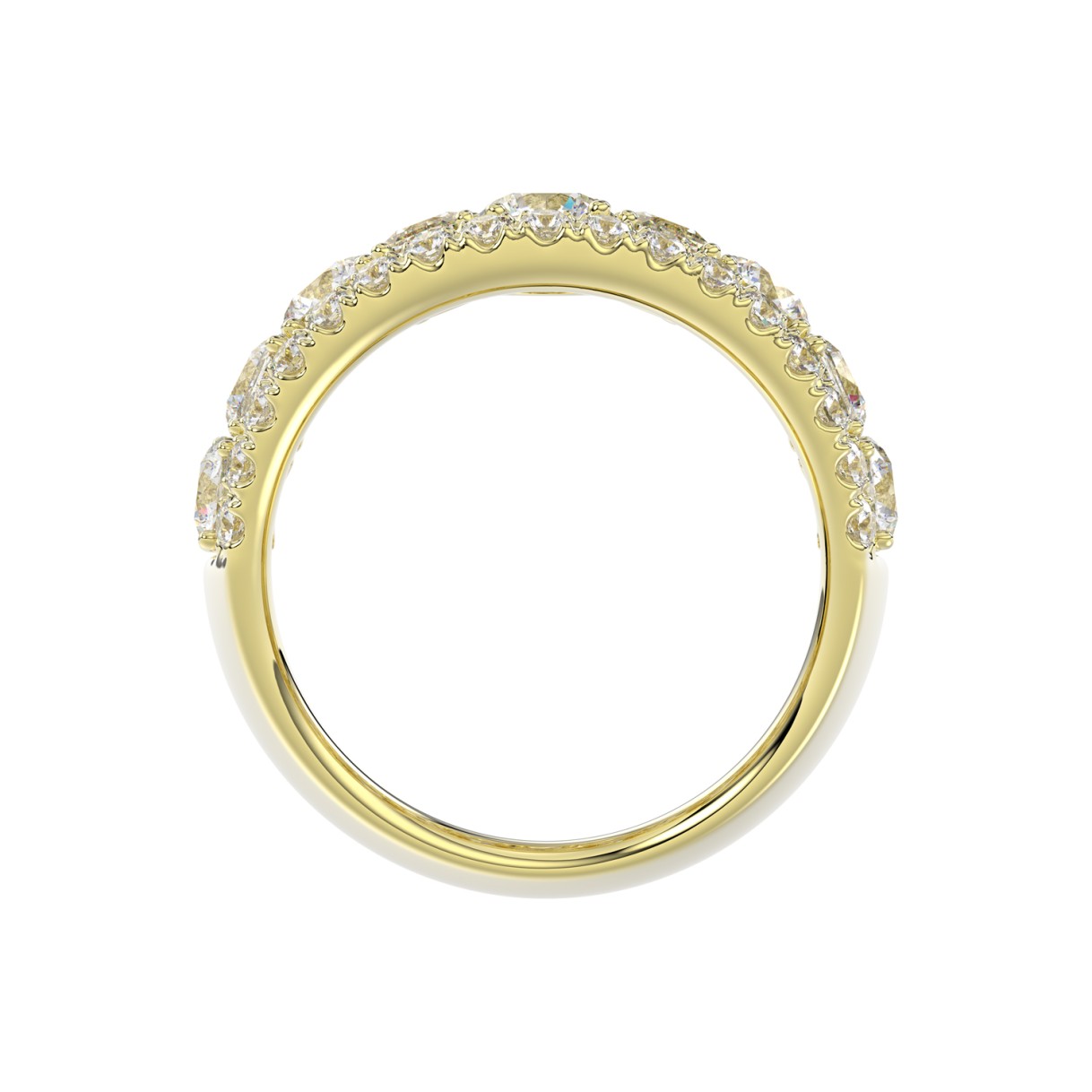 14K YELLOW GOLD 5.00CT ROUND/EMERALD DIAMOND LADIES BAND