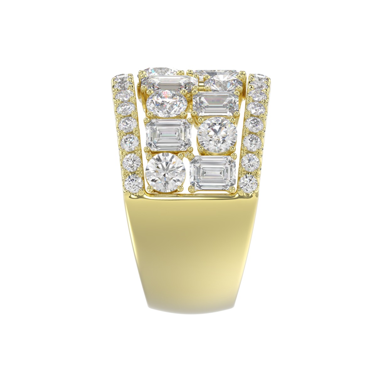 14K YELLOW GOLD 5.00CT ROUND/EMERALD DIAMOND LADIES BAND