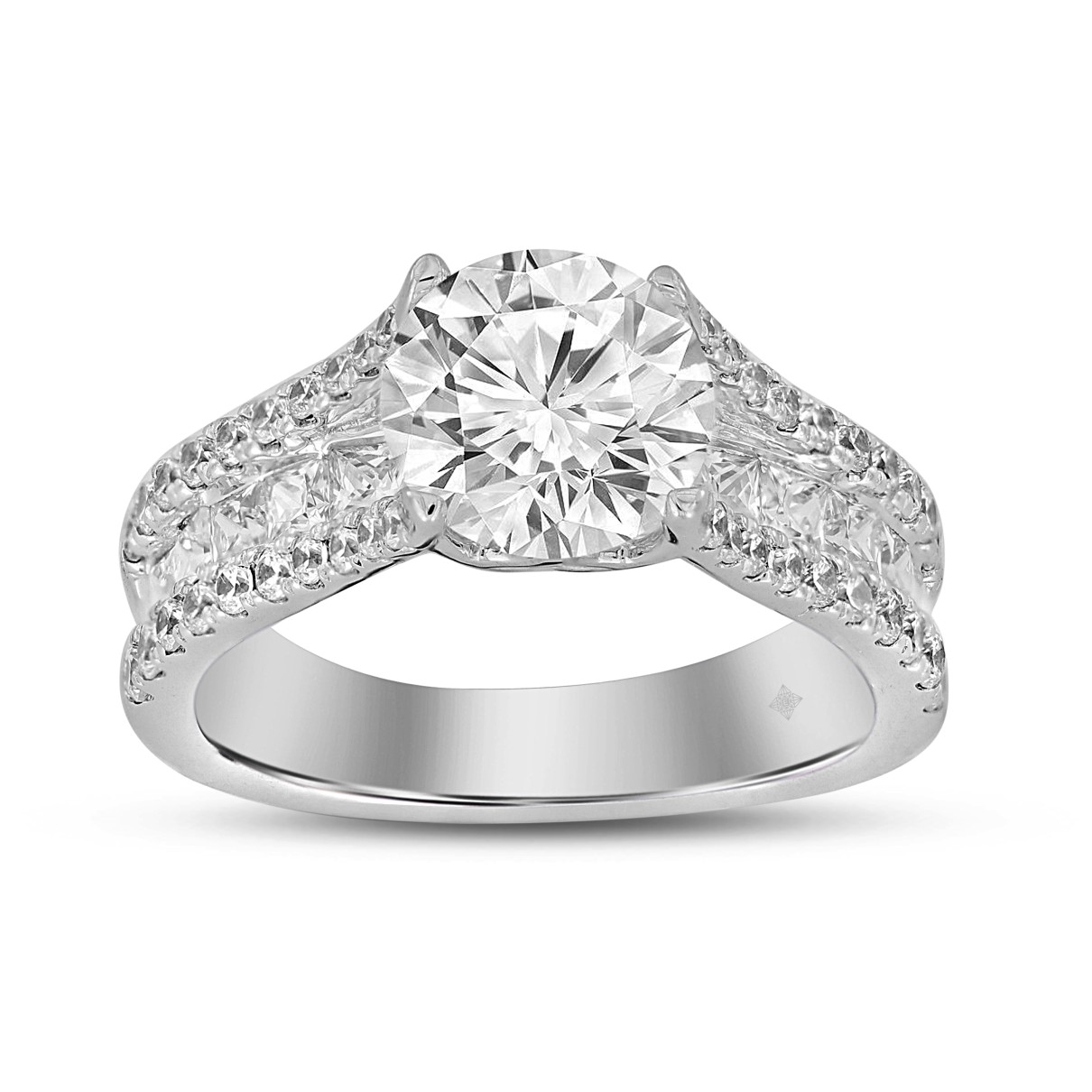 LADIES RING 3 1/2CT ROUND DIAMOND 14K WHITE GOLD (...