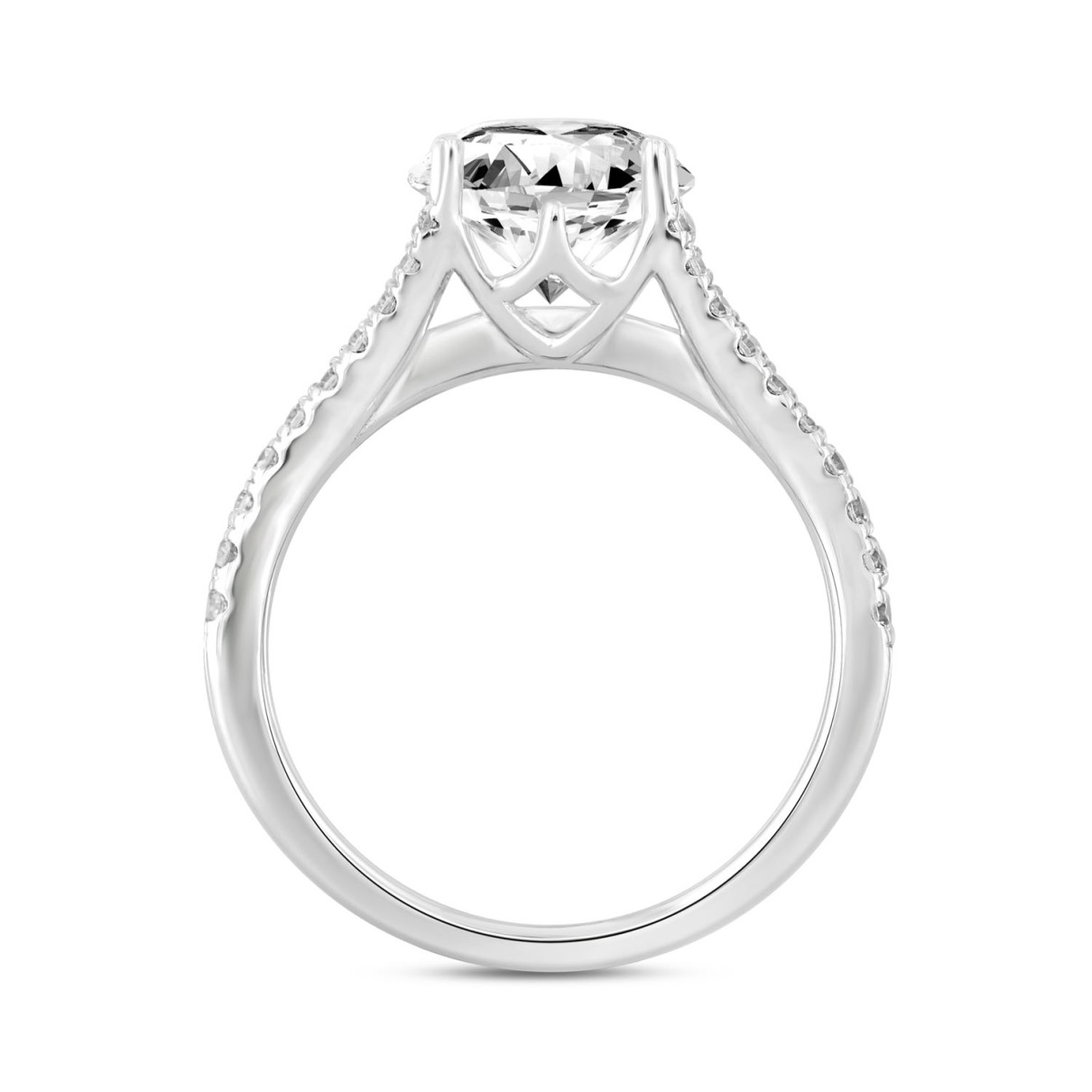 LADIES RING 3 1/2CT ROUND DIAMOND 14K WHITE GOLD (CENTER STONE ROUND DIAMOND 2CT )