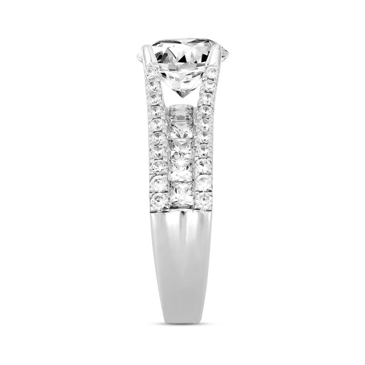 LADIES RING 3 1/2CT ROUND DIAMOND 14K WHITE GOLD (CENTER STONE ROUND DIAMOND 2CT )