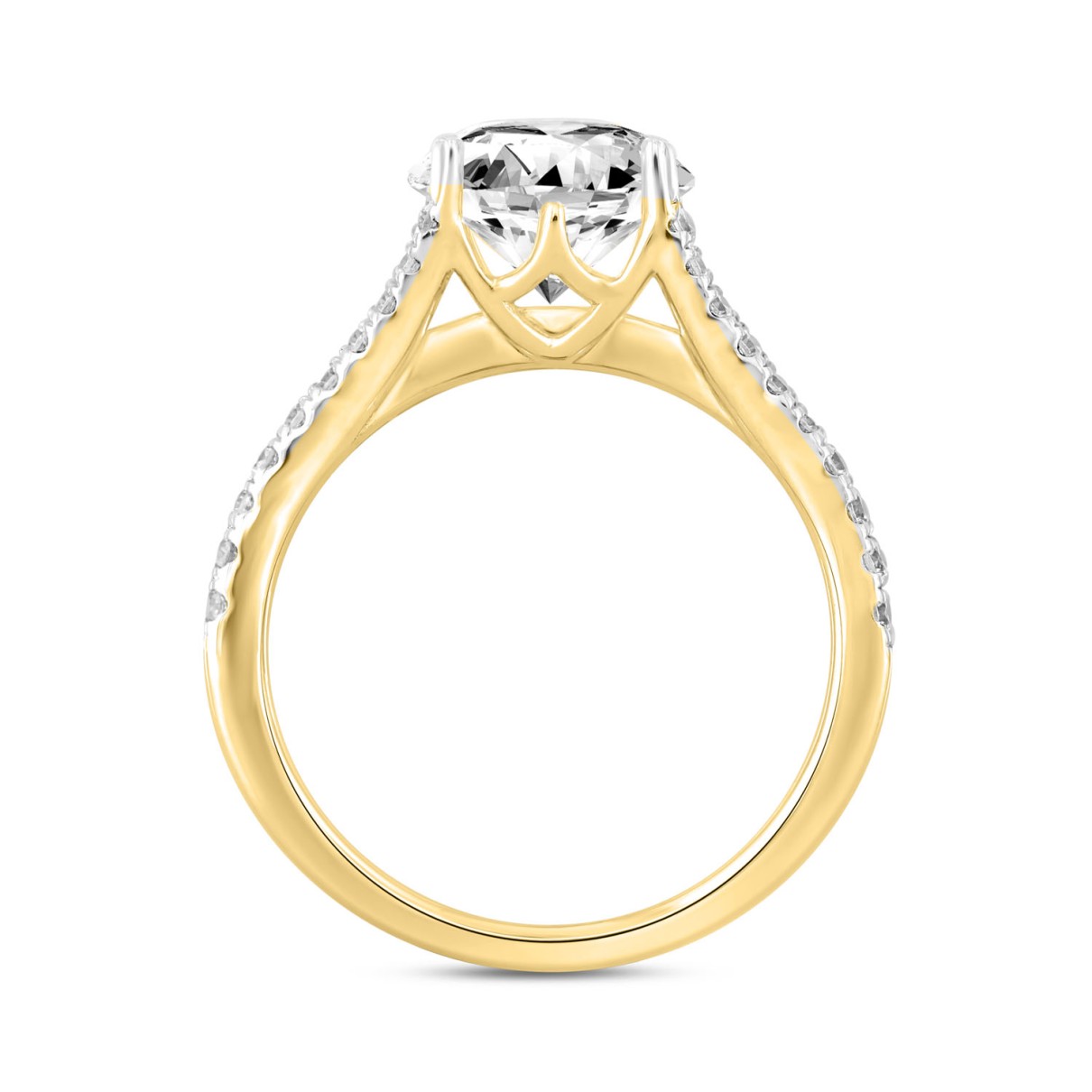 LADIES RING 3 1/2CT ROUND DIAMOND 14K YELLOW GOLD (CENTER STONE ROUND DIAMOND 2CT )