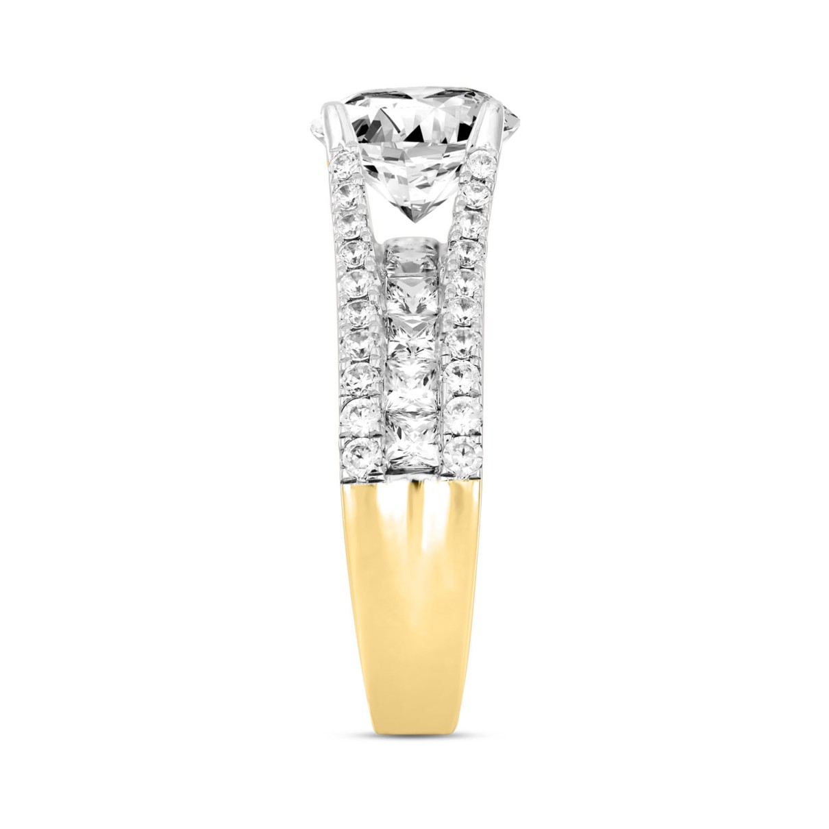 LADIES RING 3 1/2CT ROUND DIAMOND 14K YELLOW GOLD (CENTER STONE ROUND DIAMOND 2CT )