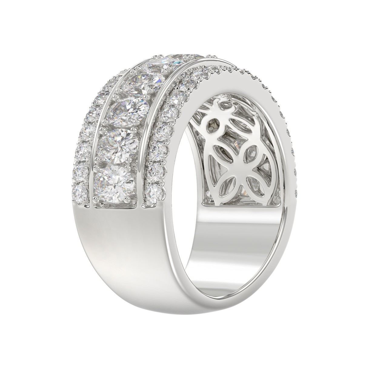 14K WHITE GOLD 2 1/4CT ROUND/OVAL DIAMOND LADIES BAND