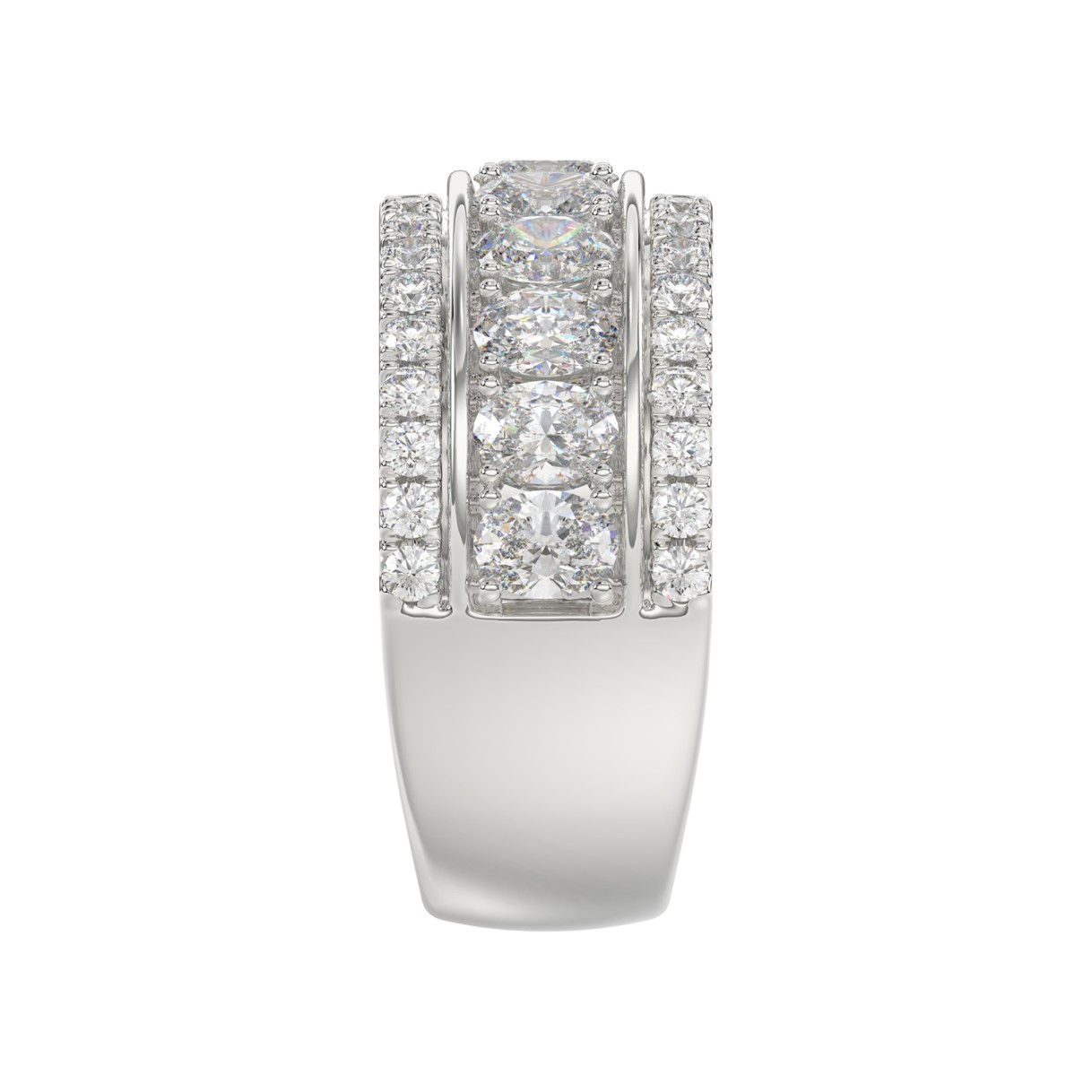 14K WHITE GOLD 2 1/4CT ROUND/OVAL DIAMOND LADIES BAND