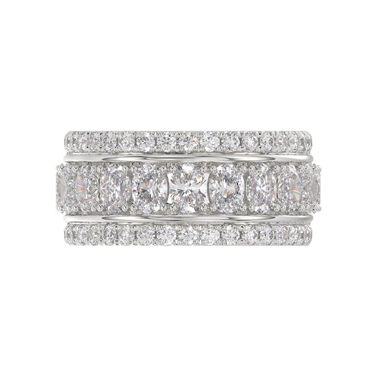 14K WHITE GOLD 2 1/4CT ROUND/OVAL DIAMOND LADIES BAND