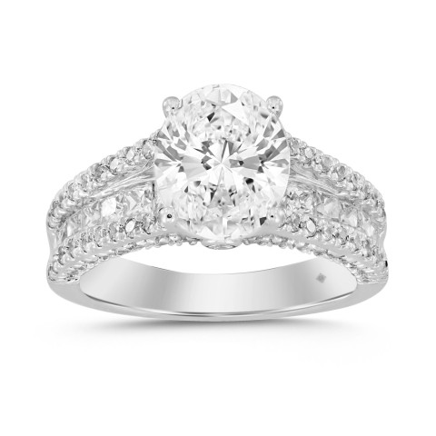 LADIES RING 3 1/2CT ROUND/PRINCESS/OVAL DIAMOND 14K WHITE GOLD (CENTER STONE OVAL DIAMOND 2CT ) LADIES RING 3 1/2CT ROUND/PRINCESS/OVAL DIAMOND 14K WHITE GOLD (CENTER STONE OVAL DIAMOND 2CT )