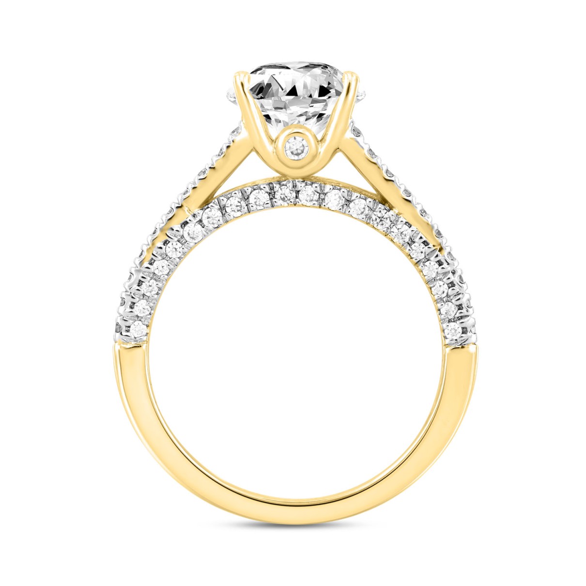 LADIES RING 3 1/2CT ROUND/PRINCESS/OVAL DIAMOND 14K YELLOW GOLD (CENTER STONE OVAL DIAMOND 2CT )