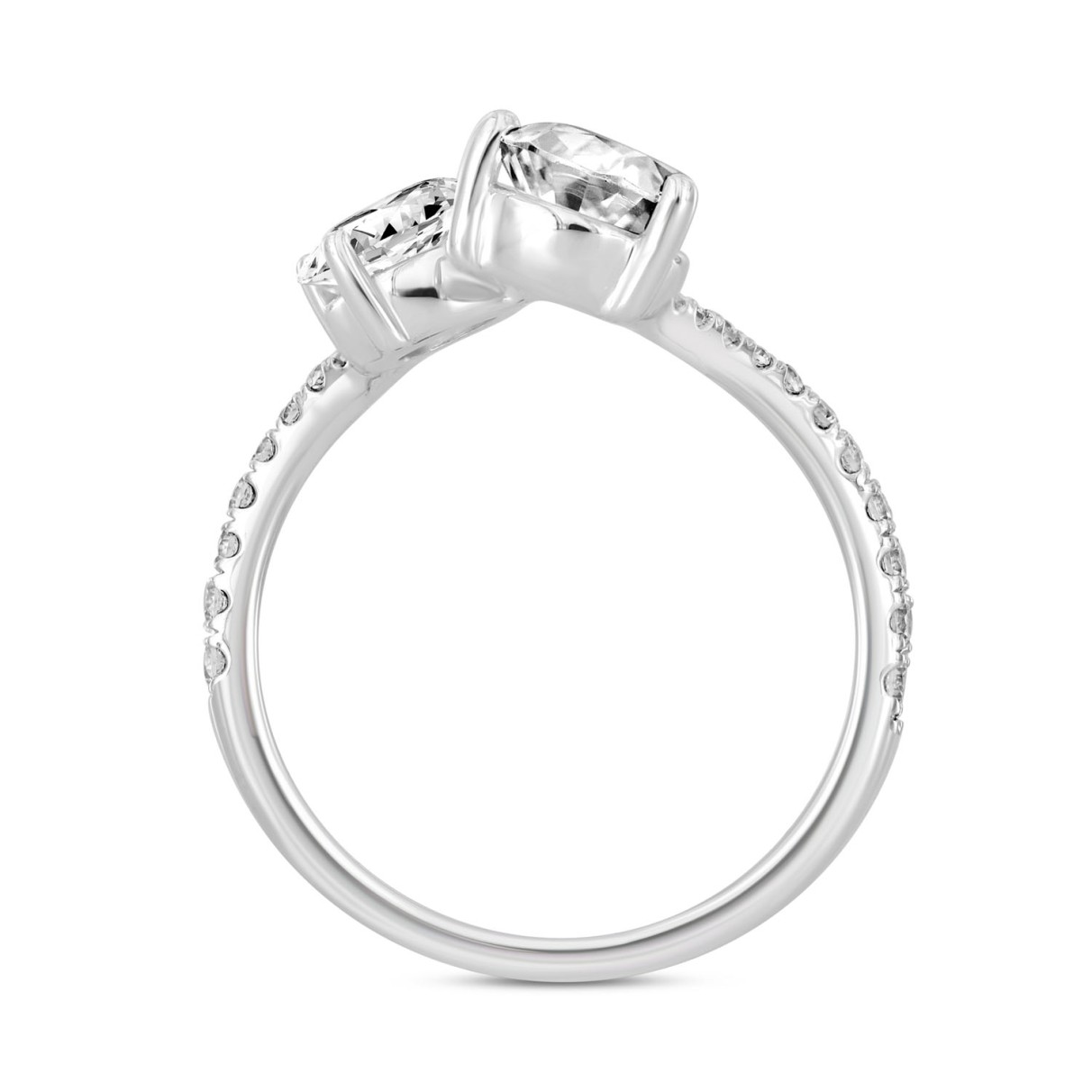 LADIES RING 2CT ROUND/PEAR DIAMOND 14K WHITE GOLD 